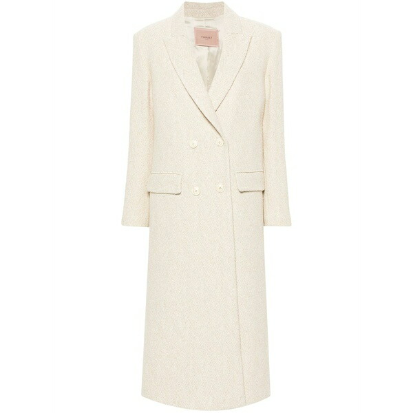 ツイン仕掛ける レディース 厚地の外套 アウター Double-breasted herringbone coat  Neutrals
