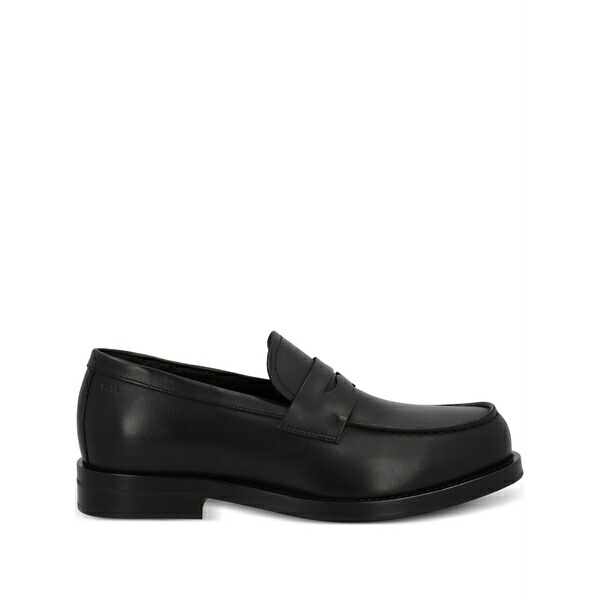 主任者 メンズ スリッポン・ローファー シューズ Flat leather loafers Black