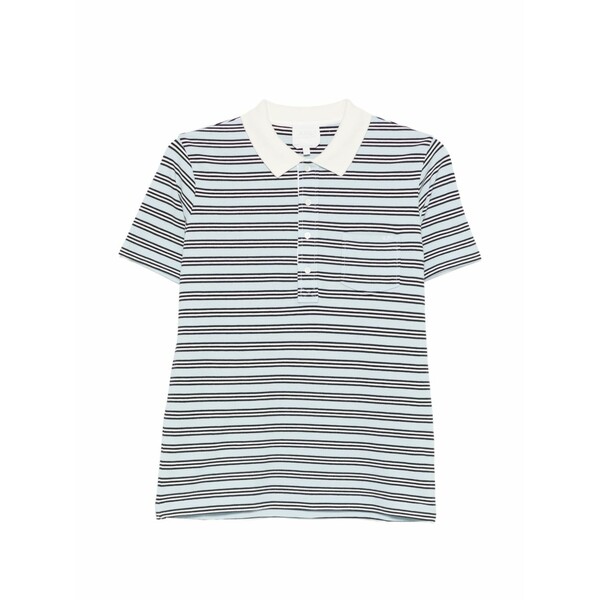 アーペーセー レディース スポーツシャツ トップス Striped short-sleeves polo shirt Blue