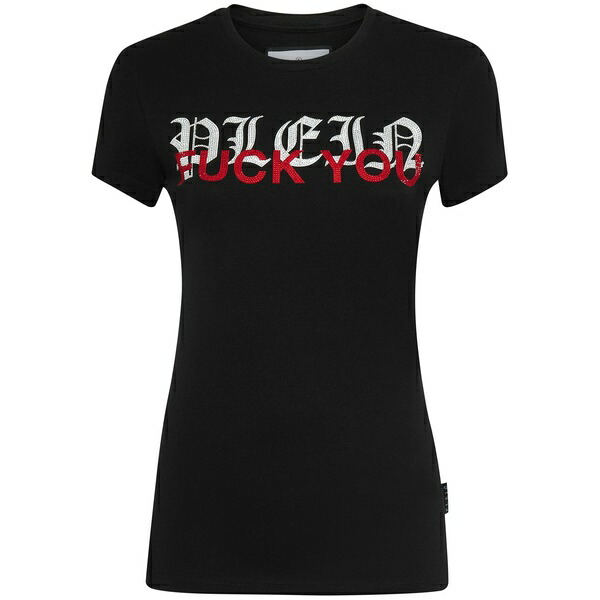 フィリッププレイン レディース Tシャツ トップス Sexy pure cotton t-shirt Black|asty