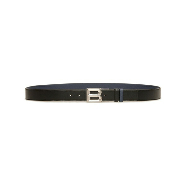 バリー メンズ 三尺帯 添え物 B bold reversible leather belt Black