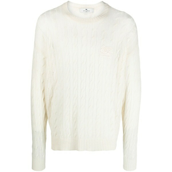 エトロ メンズ 編み物\u0026プルオーバー アウター Pegaso-motif cable-knit jumper White