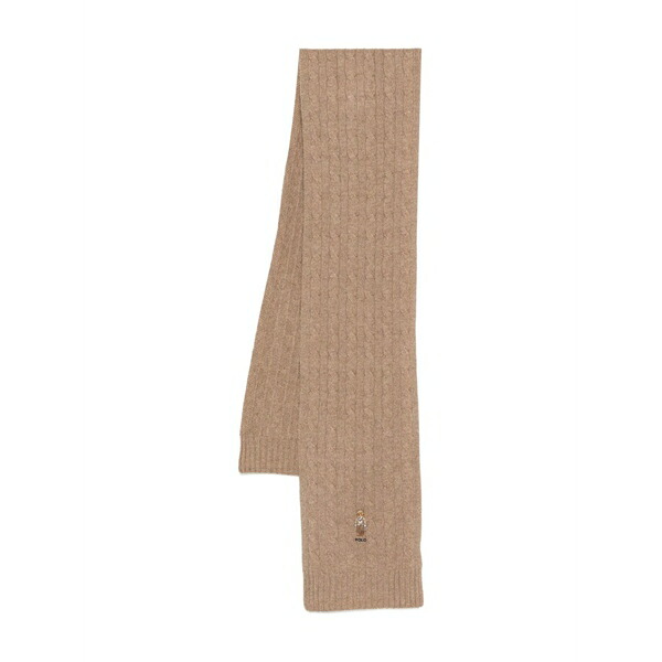 ラルフローレン メンズ えり巻き・袈裟・えり巻き 付属物 Cable-knit embroidered scarf Brown