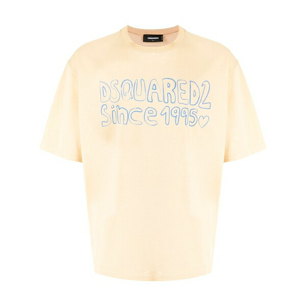 ディースクエアード メンズ プルオーバー トップス Logo-print cotton t-shirt Yellow