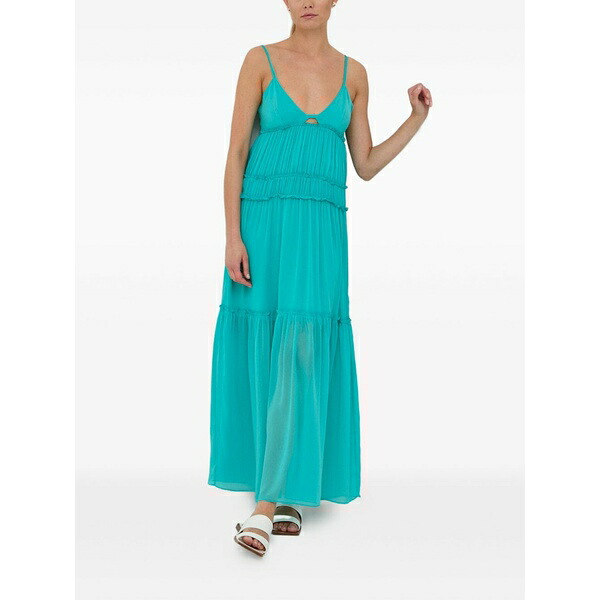 パトリツィア ペペ レディース 衣装 トップス Cutout ruffled maxi dress Blue