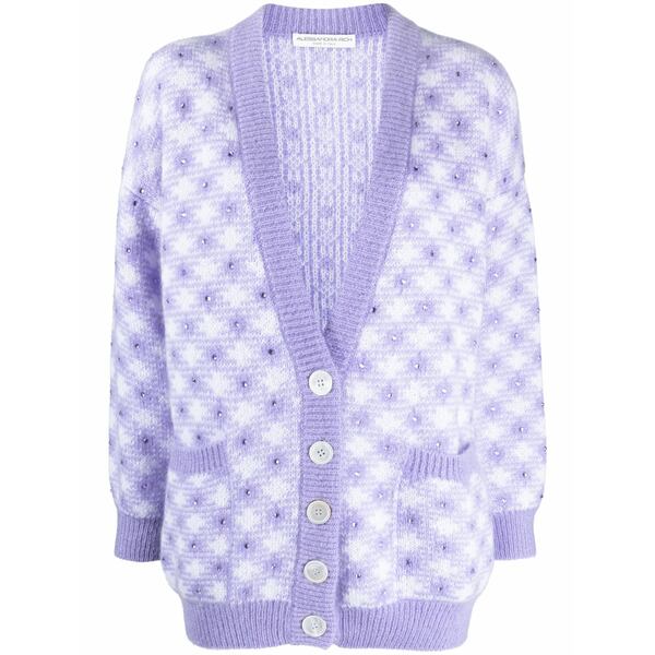 アレッサンドラ・リッチ レディース ジレー アウター Vichy-intarsia crystal-embellished cardigan White