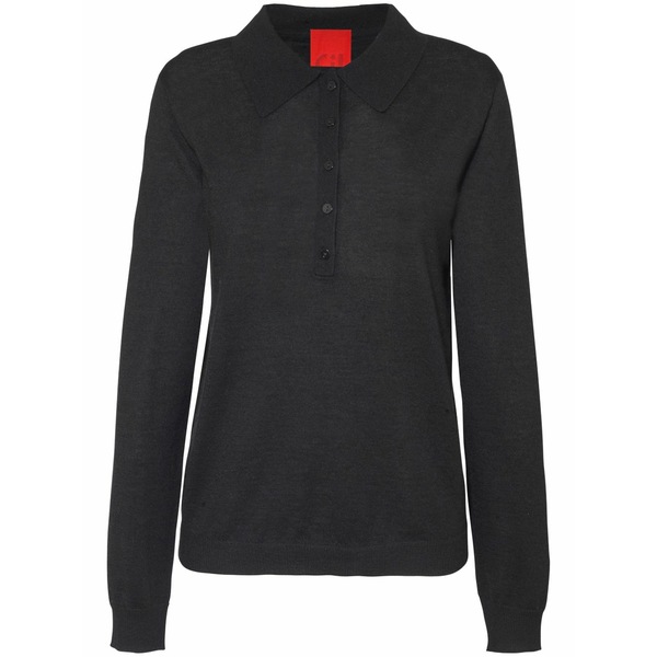 カシミヤ はたご屋 優しいこと レディース スポーツシャツ トップス Ellis polo shirt Black