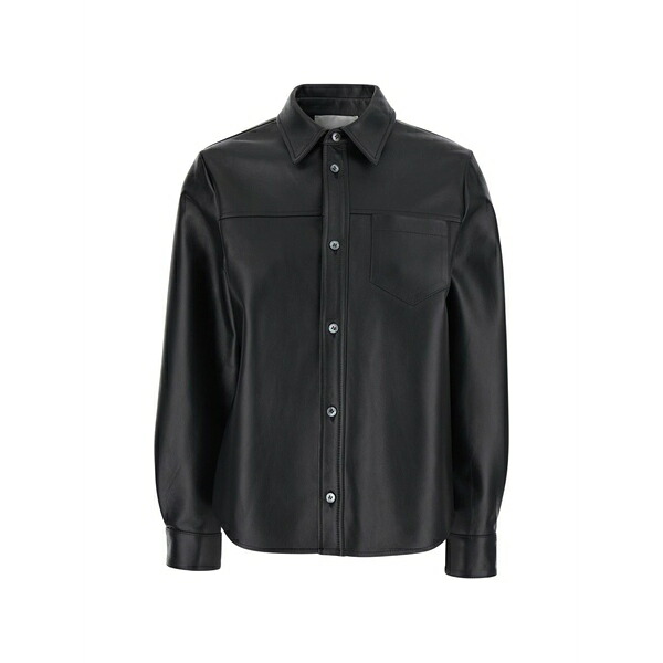 グリフォーニ レディース 上衣＆上衣 アウター Leather patch-pocket jacket Black