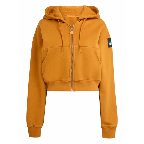 アディダス レディース パーカー・スウェットシャツ アウター Zip-up logo-patch hoodie Brown
