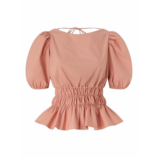 ピンコ レディース シャツ トップス Puffed-sleeve ruffled top Pink|asty