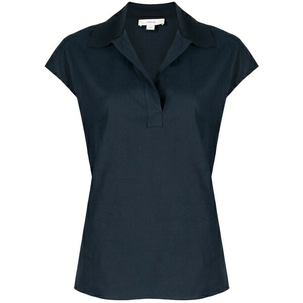 ヴィンス レディース スポーツシャツ トップス Cap-sleeve polo shirt Blue