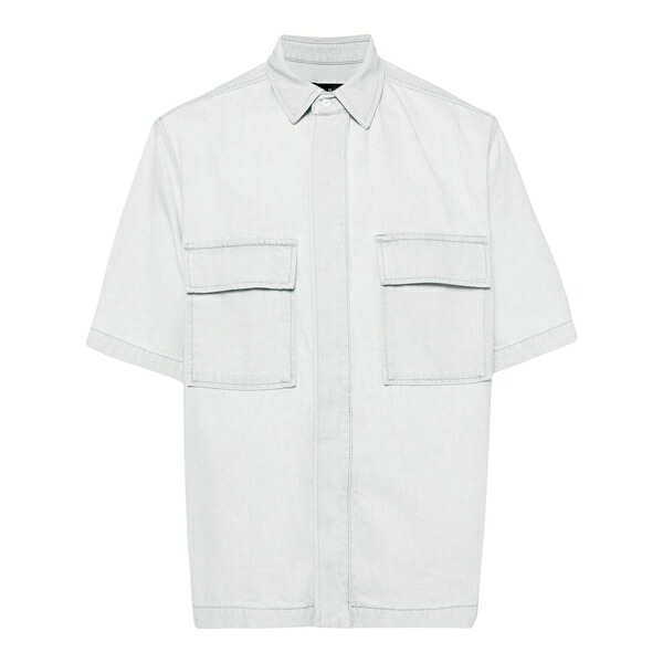 イロ メンズ プルオーバー トップス Short-sleeve denim shirt Grey