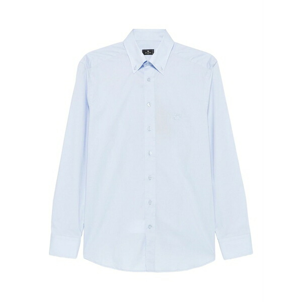 エトロ メンズ シャツ トップス Button-down embroidered shirt Blue｜asty