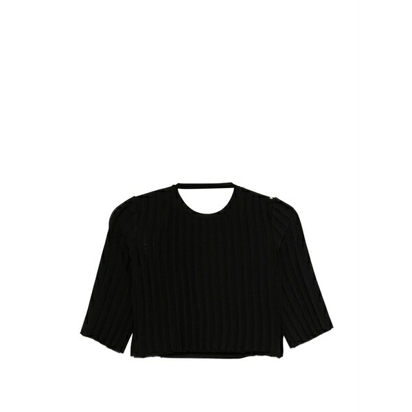 運動競技マックス レディース ティーシャツ トップス Spscamera ribbed cropped t-shirt Black