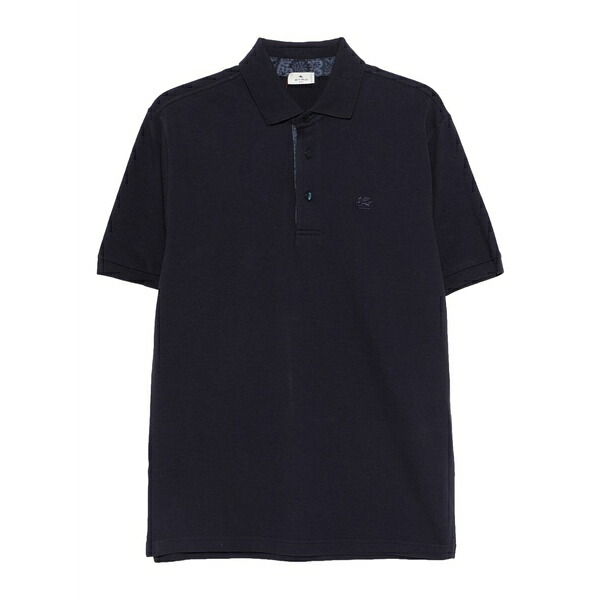 エトロ メンズ ポロシャツ トップス Logo-embroidered polo shirt Blue|asty