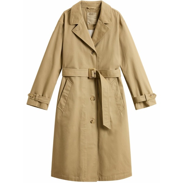 羊毛 金持ち レディース 厚地の外套 アウター Cotton trench coat Brown