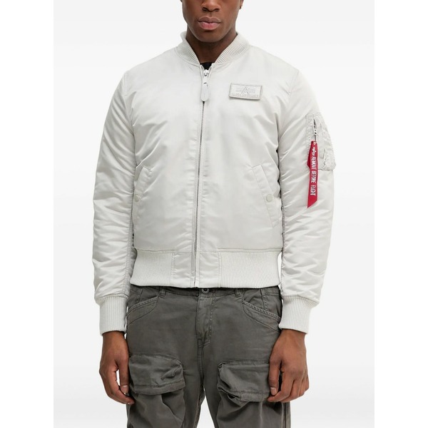 アルファインダストリーズ メンズ ジャケット＆ブルゾン アウター Ma-1 back-print hooded bomber jacket Grey｜asty