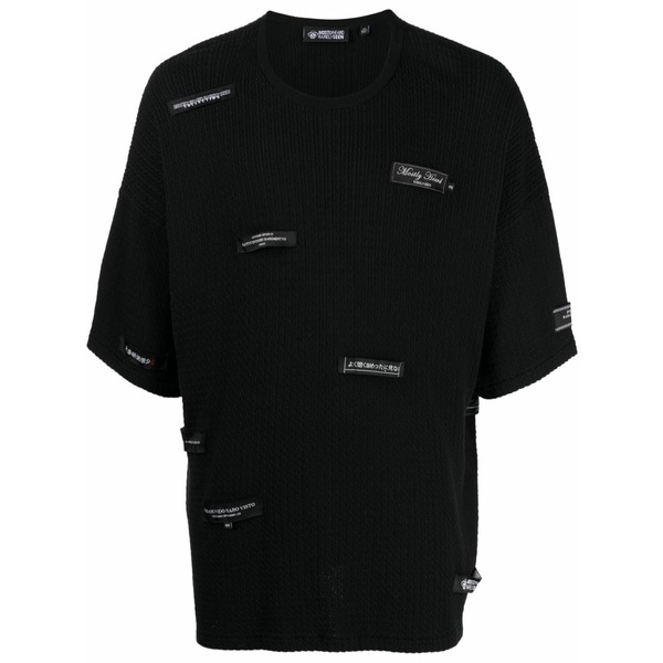 ミストリーハードレアリシーン メンズ プルオーバー トップス Logo-patches knitted cotton t-shirt  Black