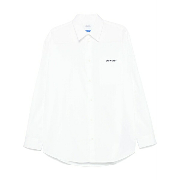 オフホワイト メンズ シャツ トップス Logo-embroidered shirt White｜asty