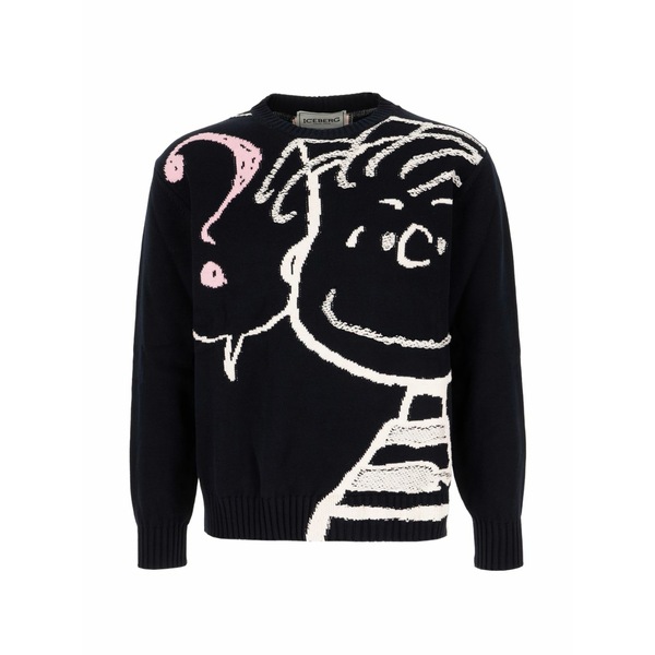 アイスバーグレタス メンズ 編み物\u0026プルオーバー アウター X peanuts intarsia-knit sweater Black
