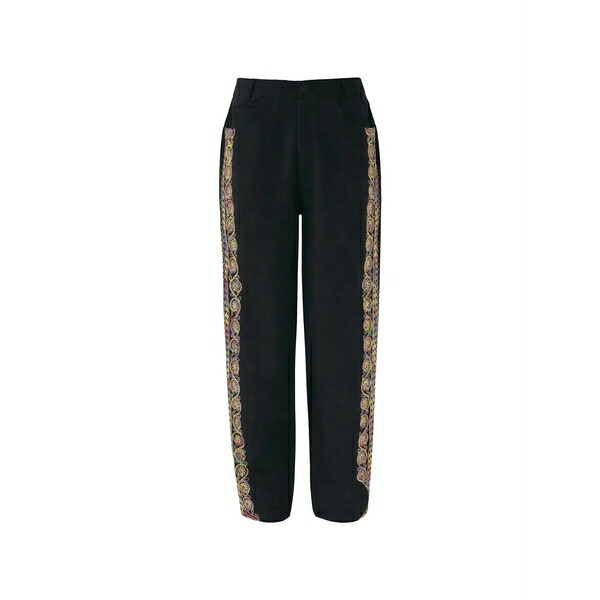アンティックバティック メンズ 心地好いズボン下 ボトムス Embroidered trousers Black