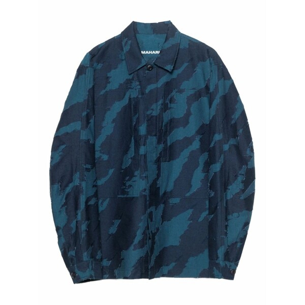 マハリシ メンズ シャツ トップス Bonsai camouflage-print button-up shirt Blue｜asty