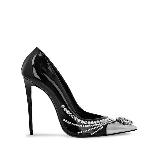 フィリップ飾り気の無い レディース パンプス シューズ 105粍 crystal-embellished patent leather pumps Black