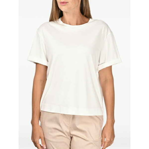 グランサッソ レディース Tシャツ トップス Rolled cuff top White|asty