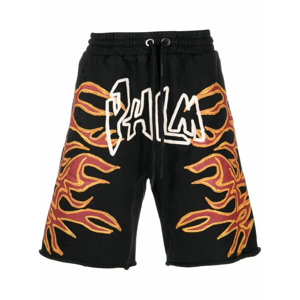 パーム・エンジェルス メンズ カジュアルパンツ ボトムス Graffiti flames logo-print shorts Black｜asty