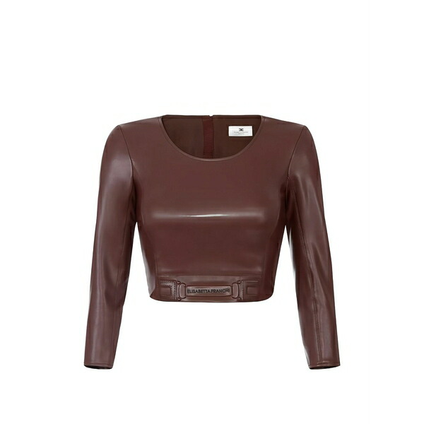エリザベスフランキ レディース プルオーバー トップス Embossed logo-detail top Brown