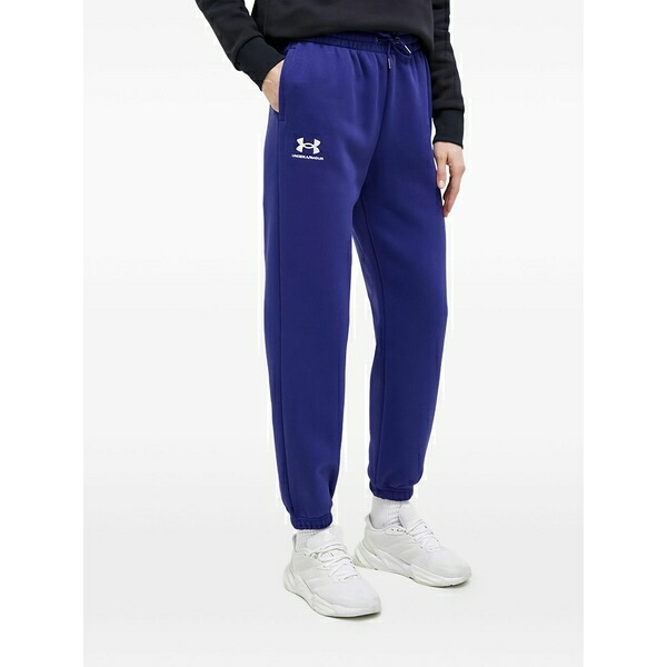 アンダーアーマー レディース カジュアルパンツ ボトムス Essential logo-detail cotton fleece track pants  Blue