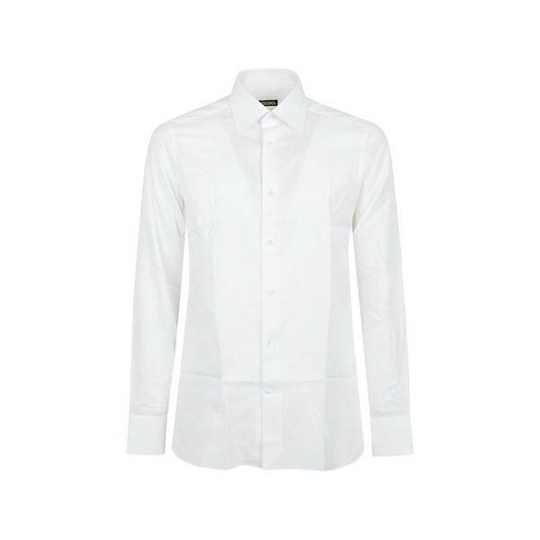 ゼニア メンズ シャツ トップス Piqu??-weave long-sleeve shirt White|asty