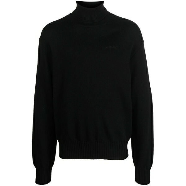 象牙色 メンズ 編み物\u0026プルオーバー アウター Roll-neck wool jumper Black