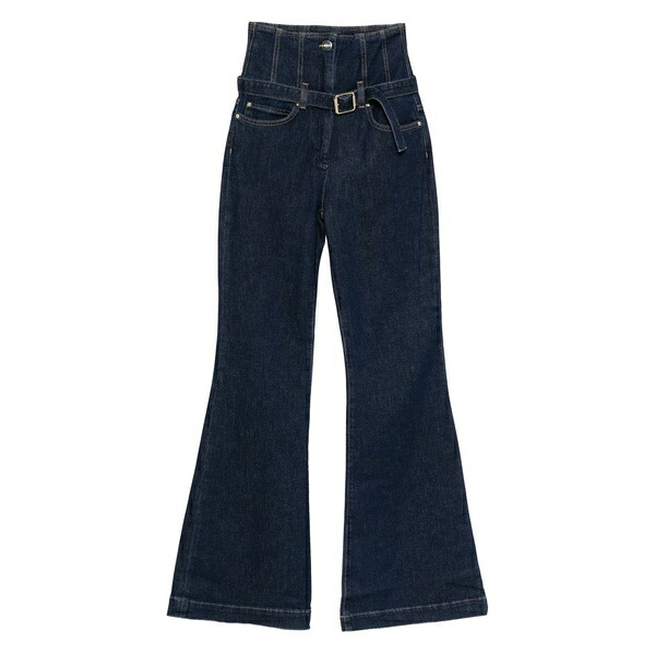 ピンコ レディース デニムパンツ ボトムス High-waisted belted jeans Blue｜asty