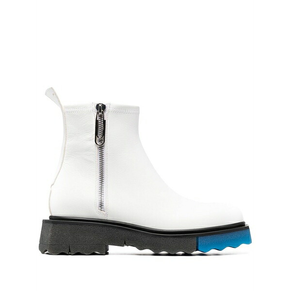 象牙色 メンズ ブーツ シューズ Contrast panel ankle boots White