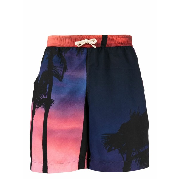 ブルー スカイ イン メンズ カジュアルパンツ ボトムス Palm-tree print shorts Blue|asty