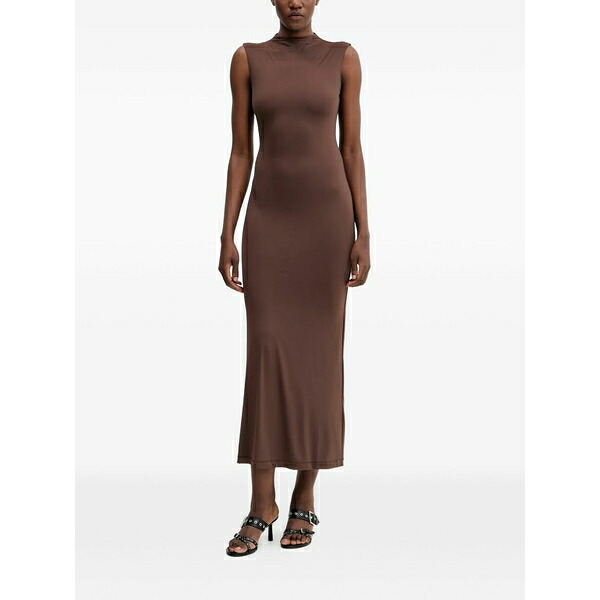 バードット レディース ワンピース トップス High-neck sleeveless midi dress Brown|asty