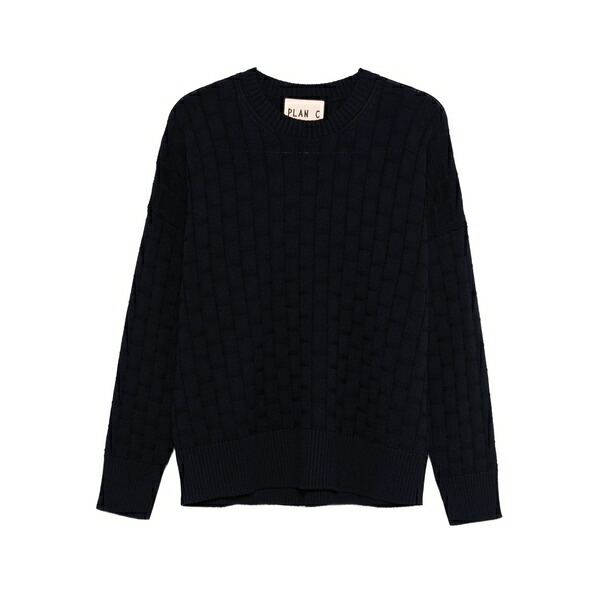 プランシー レディース 編み物\u0026スウェーター アウター Quilted crew-neck sweater  Blue