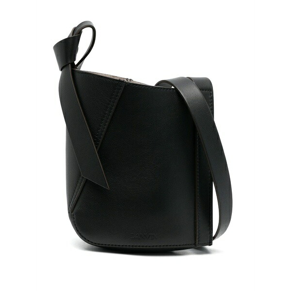 ランバン メンズ ショルダーバッグ 御徒面子 Hobo tie leather shoulder bag Black