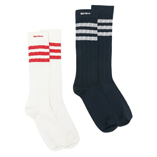 アディダス メンズ ソックス アンダー御召しもの X wales bonner striped logo socks (pack of two) White