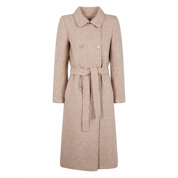 ツイン仕掛ける レディース 厚地の外套 アウター Sequin-embellished belted coat Brown