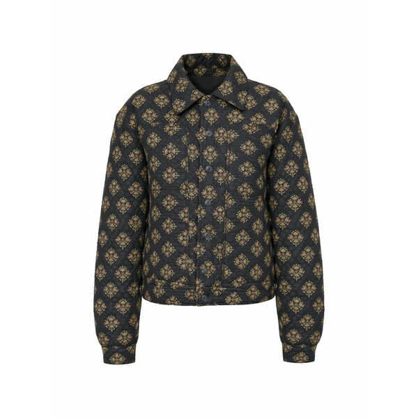 アンティックバティック レディース ジャケット&ブルゾン アウター Quilted floral jacket Black|asty
