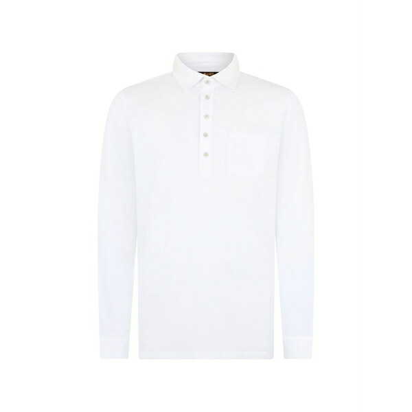 ムーレー メンズ ポロシャツ トップス pierre long-sleeve button polo shirt White｜asty