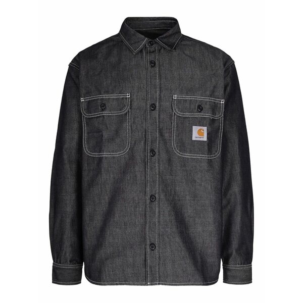 鉄道車両ハート形 メンズ プルオーバー トップス Chest-pocket long-sleeve shirt Black