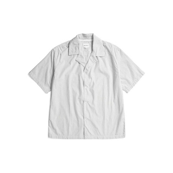 北の方事業計画 メンズ プルオーバー トップス Striped short-sleeve shirt White
