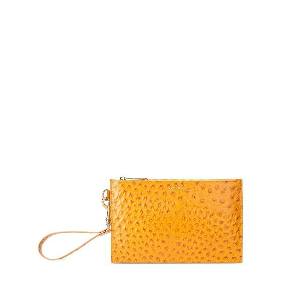 ロベルトカヴァリ レディース ハンドバック 御徒面子 Textured wristlet-handle clutch bag Orange