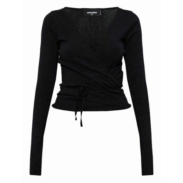 ディースクエアード レディース Tシャツ トップス Lurex wrapped top Black｜asty 74,690円
