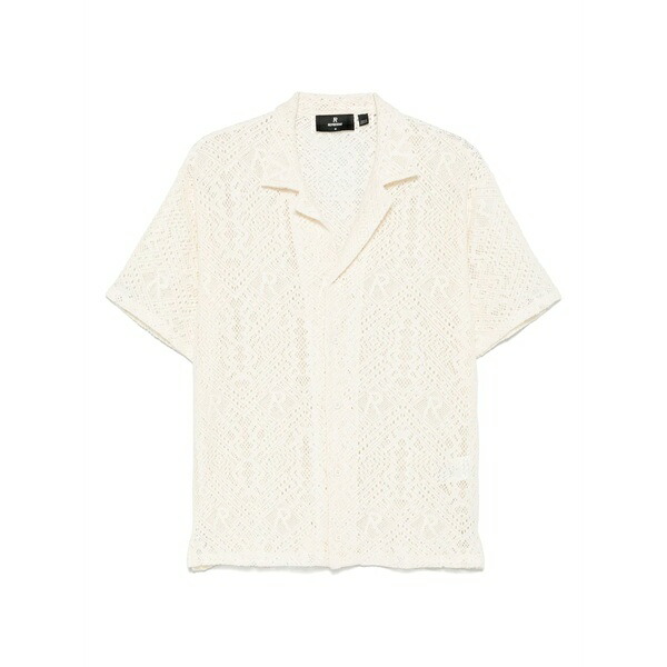 リプレゼント メンズ シャツ トップス All-over crochet shirt White