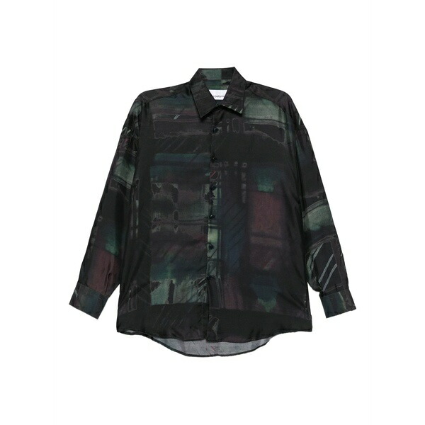 コスチュームメイン メンズ シャツ トップス Abstract-print shirt Black|asty