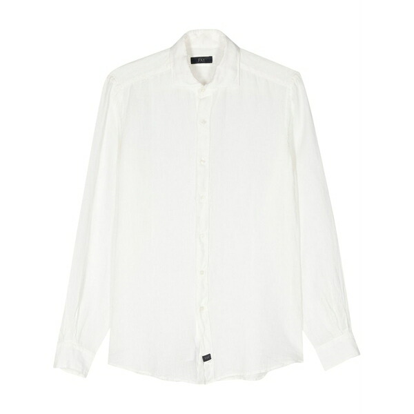 フェイ メンズ シャツ トップス Long-sleeves linen shirt White